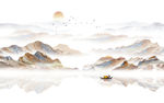 中式水墨山水画
