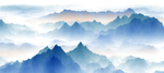 蓝色水墨山水
