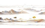 中式水墨山水画