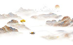 中式水墨山水画