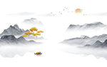 中式水墨山水画