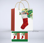 圣诞节圣诞袜礼品袋纸袋包装设计