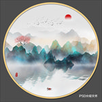 圆形山水 意境山水画