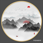 圆形山水装饰画