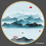 圆形水墨画