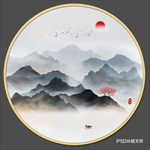圆形山水画