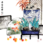 平安之家水果花鸟画