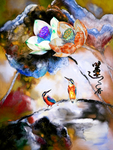 荷花油画