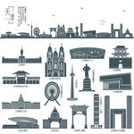 天津市地标建筑剪影