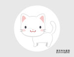 卡通小白猫插画图标