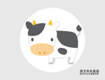 卡通奶牛插画图标