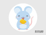 卡通老鼠吃奶酪插画图标
