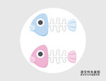 卡通鱼骨头插画图标
