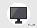 卡通黑色台式电脑插画图标