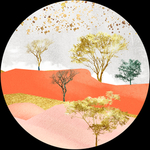 粉色月亮麋鹿圆形餐晶瓷装饰画