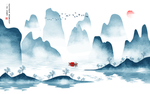 新中式水墨山水背景墙
