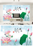 荷花电视背景墙