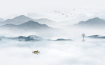 中式水墨山水画