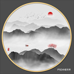 圆形水墨画
