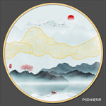 圆形山水画