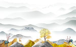 现代山水中式意境 tif分层