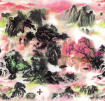 手绘图  高山流水