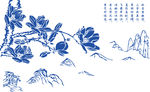 玉兰花意境矢量图
