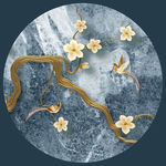 圆形花鸟装饰画