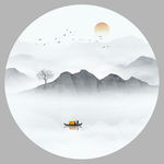 圆形山水画