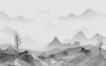 灰色新唯美山水画 tif分层