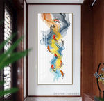 抽象水墨九鱼图玄关装饰画