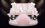 粉蓝色城堡婚礼舞台布置