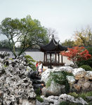 古建别墅庭院景观效果图