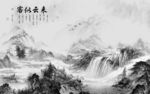 高档灰色山水背景 TIF分层