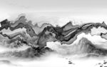 烟雾山水灰色框画 TIF分层