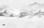 新中式灰色山水新画 TIF分层