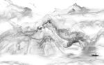 线条灰色山水新画 TIF分层