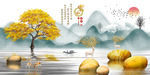 麋鹿石来运转抽象晶瓷画装饰画