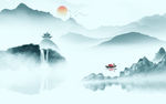 中国风山水客厅背景 TIF分层