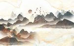 海纳百川铜板电视背景墙