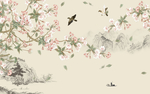 素雅花鸟背景墙