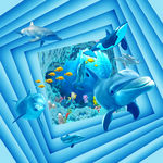 科技感3D海底世界天顶壁画