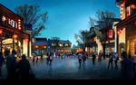 历史古镇商业夜景效果图
