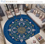 中式古风花纹花开富贵地毯