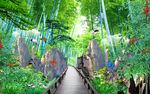 3D竹林电视背景墙迎客松背景墙
