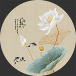 国风素雅荷花装饰画