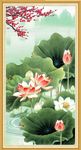 荷花竖幅