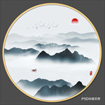 圆形山水画