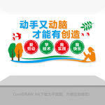 学校文化墙雕刻矢量图