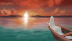 手绘夕阳